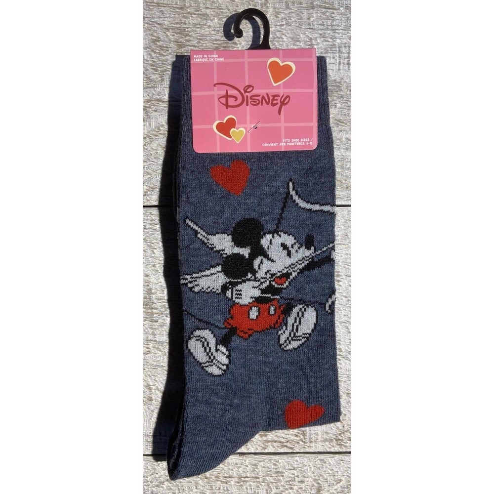 Mickey Mouse Valentine Crew Socks Size 6-12 #D108